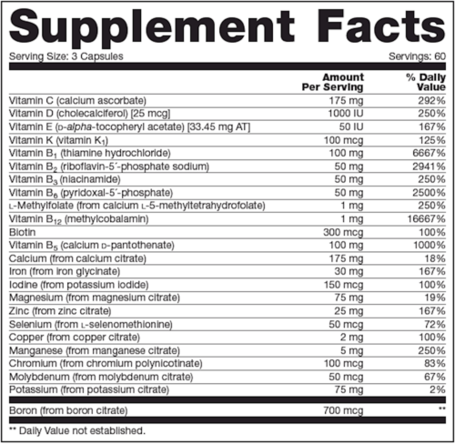 NFH Prenatal supplement facts
